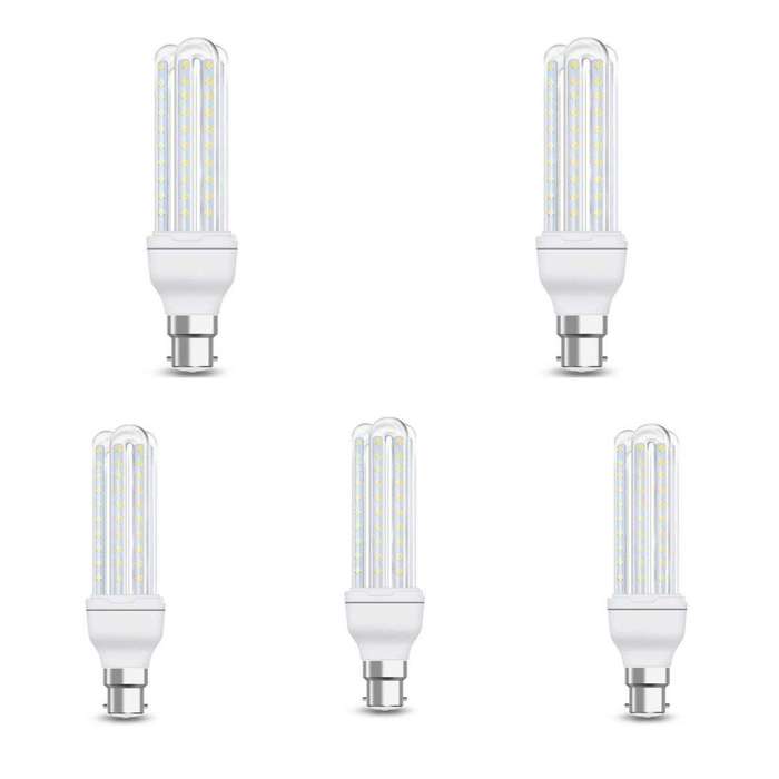 SMTE 5 Pack - B22 12W LED Corn Light Bulb (Cool White) with keychain