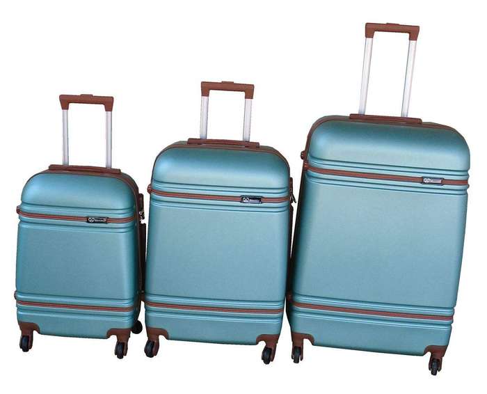 SMTE MOOISTAR 3-Piece ABS Trolley Luggage Set - Light Blue - 360 Spinner Wheels with keychain