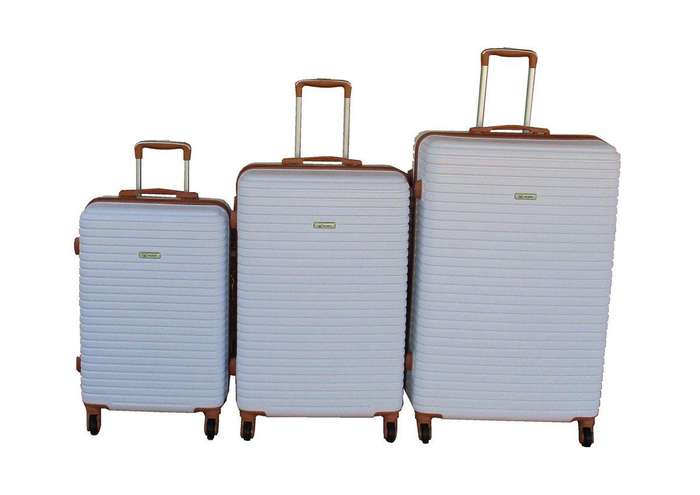SMTE MOOISTAR 3PCS White ABS Luggage Set with Spinner Wheels&Telescoping Handles with keychain