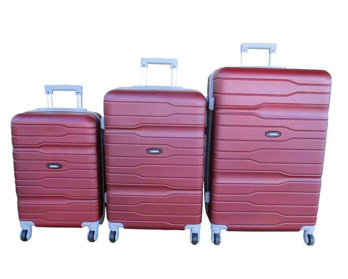SMTE Red 3-Piece Hard-Shell ABS Luggage Set with Spinner Wheels & Built-In Locks with keychain