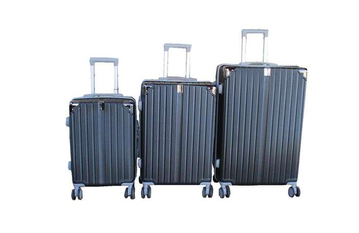 SMTE 3-Piece Black Hardshell Luggage Set with ABS Plastic, Spinner Wheels & Lock with keychain