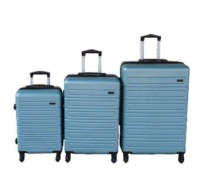 SMTE Light Blue ABS 3-Piece Luggage Set with Spinner Wheels ,Durable & Lightweight with keychain