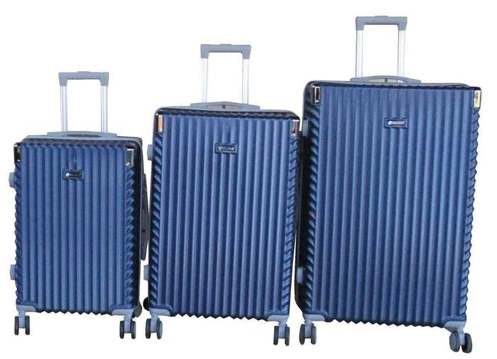 SMTE Durable ABS 3-Piece Luggage Set - Navy, Spinner Wheels, Built-in Lock with keychain