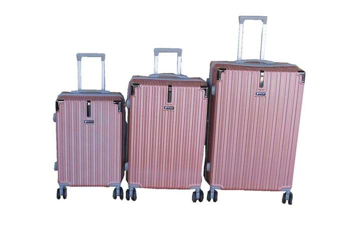 SMTE GALAXIA ABS Durable & Lightweight Hardside Spinner Luggage Set - 3-Piece - Rose Gold with ke...