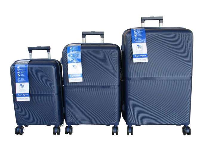 SMTE Unbreakable Navy Blue 3 Piece Hard Shell Luggage Set Built-in TSA Lock with keychain