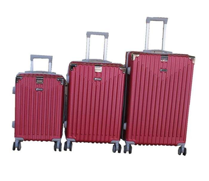 SMTE Red 3-Piece ABS Luggage Set with Spinner Wheels and Combination Lock with keychain