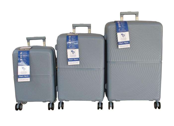 SMTE Unbreakable Travel Luggage 3 Piece Suitcases Spinner - Grey with keychain