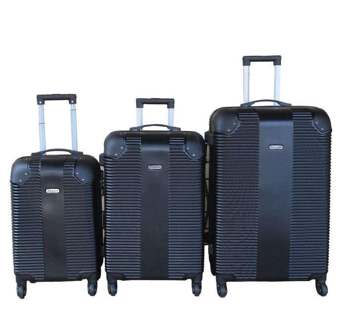 SMTE Travel 28-Inch Luggage Suitcase Bag Set - Stylish - 3-Piece - Black with keychain