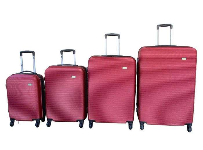 SMTE 4-Piece Red ABS Luggage Set with Spinner Wheels and TSA Locks with keychain