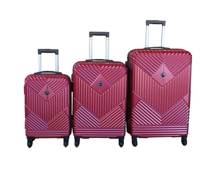 SMTE Durable Red ABS Hardside Spinner Luggage Set with TSA Lock, 3 Piece with keychain