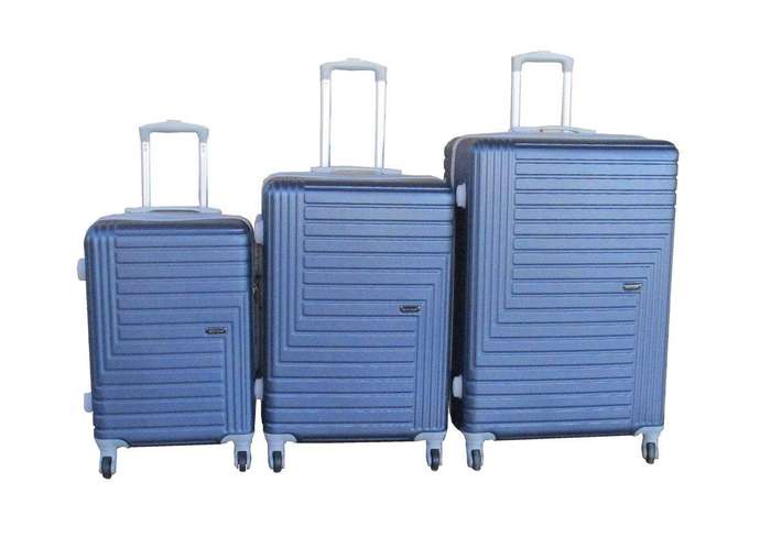 SMTE ABS Navy 3-Piece Luggage Set with Spinner Wheels and TSA Locks with keychain
