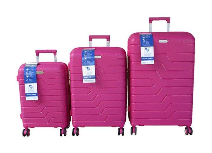 SMTE Unbreakable Travel Luggage 3 Piece Suitcases Spinner - Hot Pink with keychain