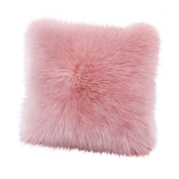 SMTE Faux Fur Square Cushion - Mink with keychain
