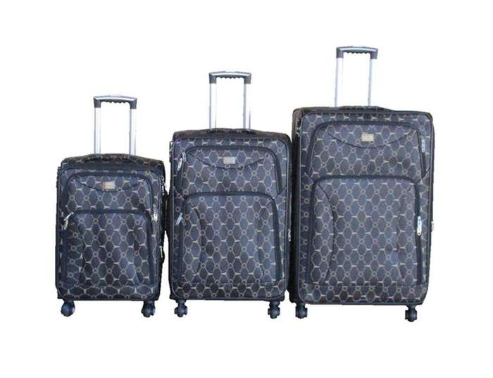 SMTE 3-Piece Expandable Trolley Luggage Set, Black, Spinner Wheels with keychain