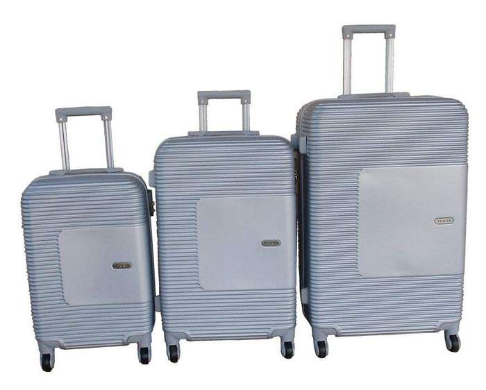 SMTE Durable Silver-Grey ABS Luggage Set with Security Features and Smooth Wheels with keychain