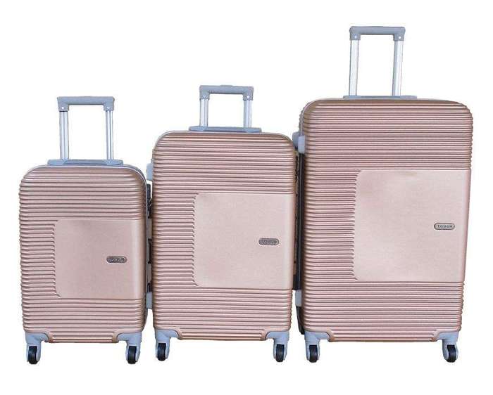 SMTE 3 Piece Rose Gold Luggage Set-Durable,Stylish,TSA,4-Wheel Spinner Suitcases with keychain