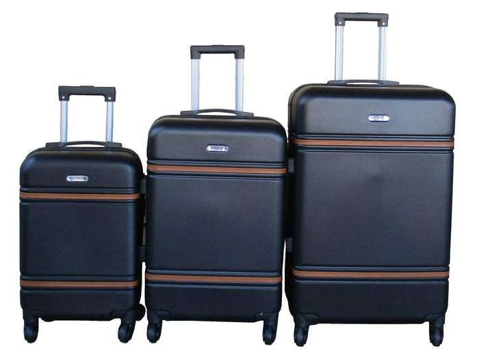 SMTE 3 Piece Travel 27- Inch Luggage Suitcase Bag Set - Stylish - Black with keychain