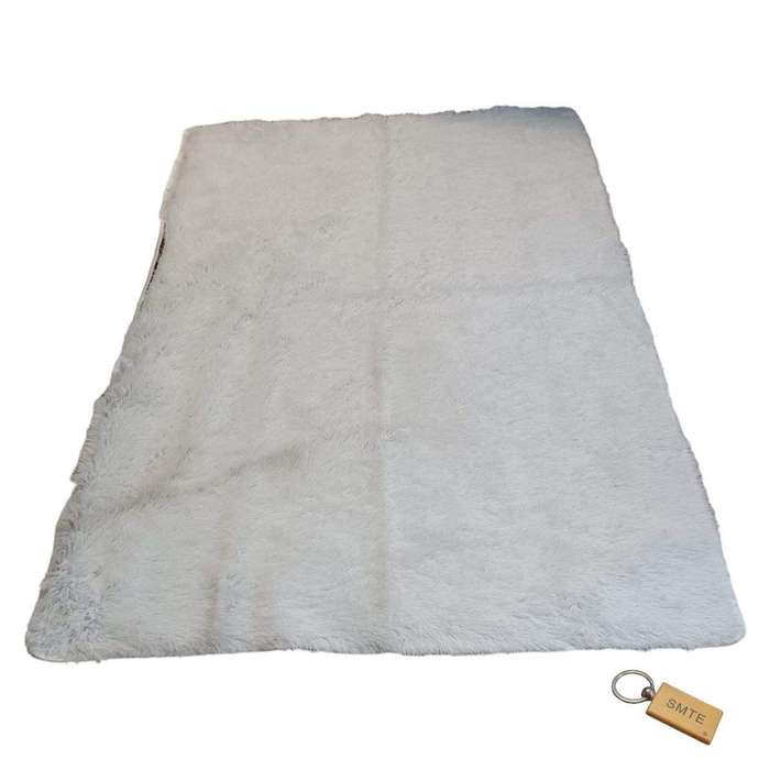 SMTE Luxurious Fluffy Carpet: Softness and Style for Your Space with Smte Keyring - White with ke...