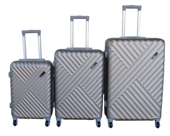 SMTE Travel Luggage Suitcase Bag Set-Stylish And Convenient 3-Piece - Gold with keychain
