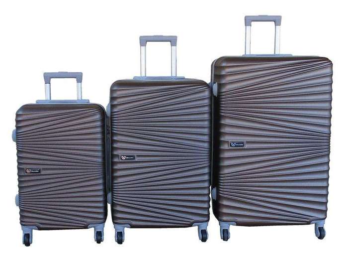 SMTE Travel Luggage Suitcase Bag Set-Stylish, and Convenient 3-Piece - Brown with keychain
