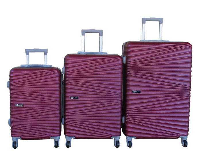 SMTE 3-Piece Travel Luggage Suitcase Bag Set-Stylish, and Convenient - Maroon with keychain