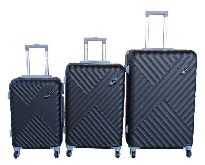 SMTE 3-Piece Travel Luggage Suitcase Bag Set-Stylish And Convenient - Black with keychain