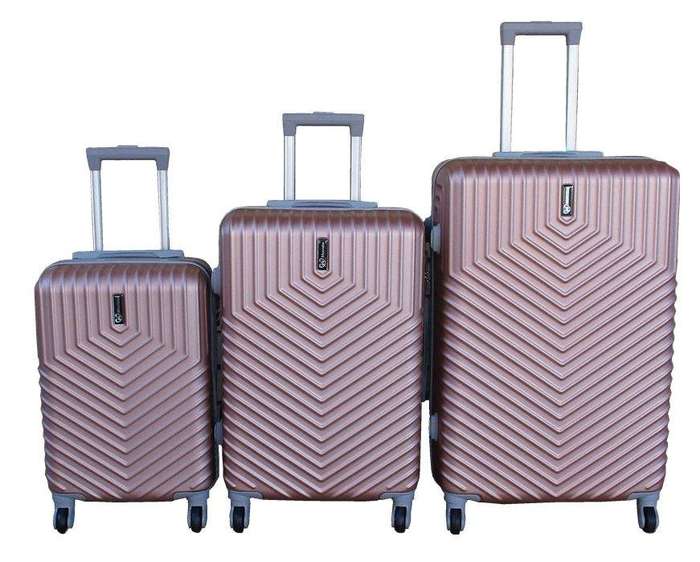 SMTE 3-Piece Travel Luggage Suitcase Bag Set-Stylish, And Convenient - Rose Gold with keychain
