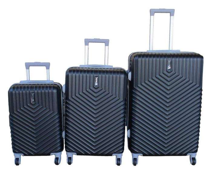 SMTE 3-Piece Travel Luggage Suitcase Bag Set-Stylish, And Convenient - Black with keychain