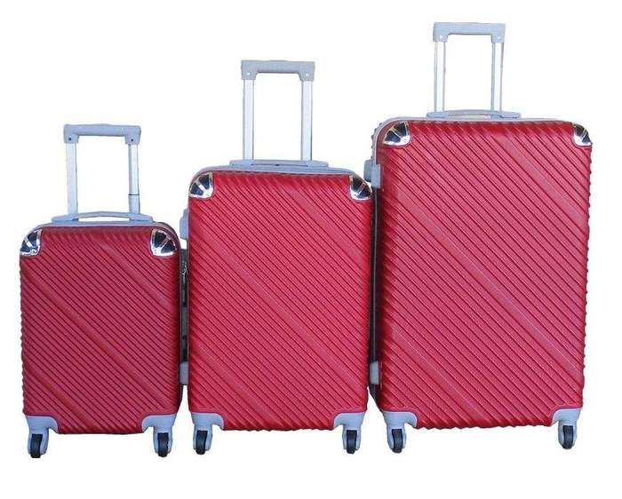 SMTE 3-Piece Travel Luggage Suitcase Bag Set-Stylish, and Convenient - Red with keychain