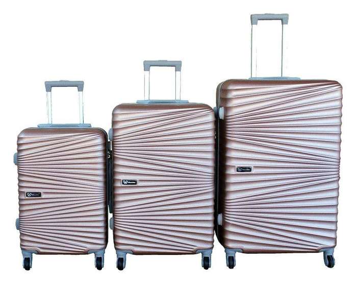 SMTE 3-Piece Travel Luggage Suitcase Bag Set-Stylish, and Convenient - Rose Gold with keychain