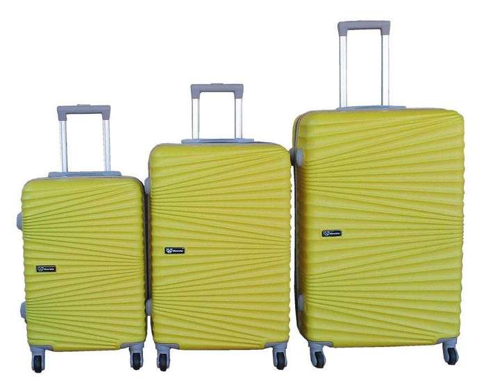 SMTE 3-Piece Travel Luggage Suitcase Bag Set-Stylish, and Convenient - Yellow with keychain