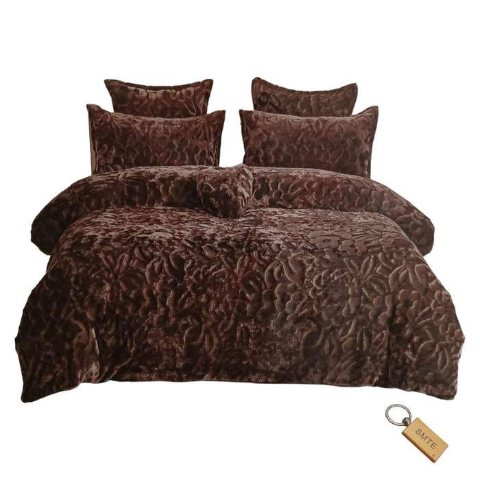 SMTE Fiber Haven - 6-Piece Quilt Cover Set and Keyring - Brown with keychain