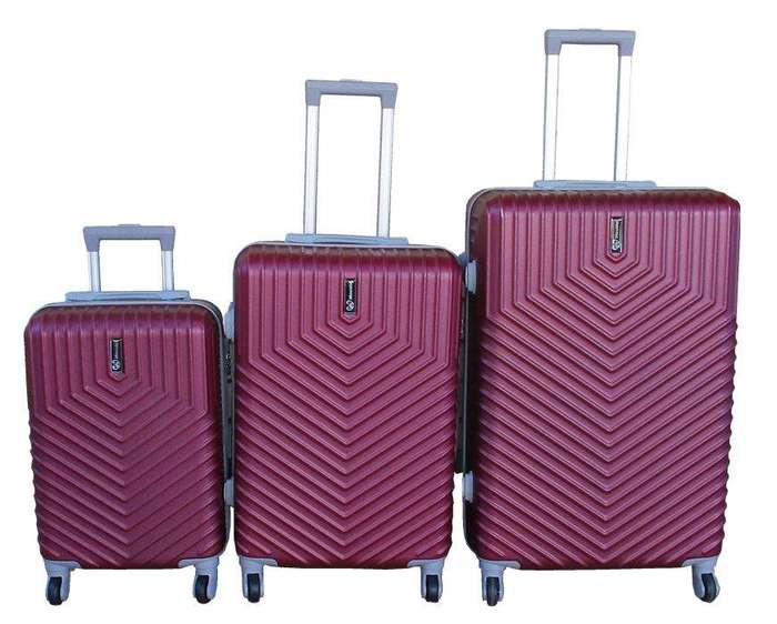 SMTE 3-Piece Travel Luggage Suitcase Bag Set-Stylish, and Convenient - Maroon with keychain
