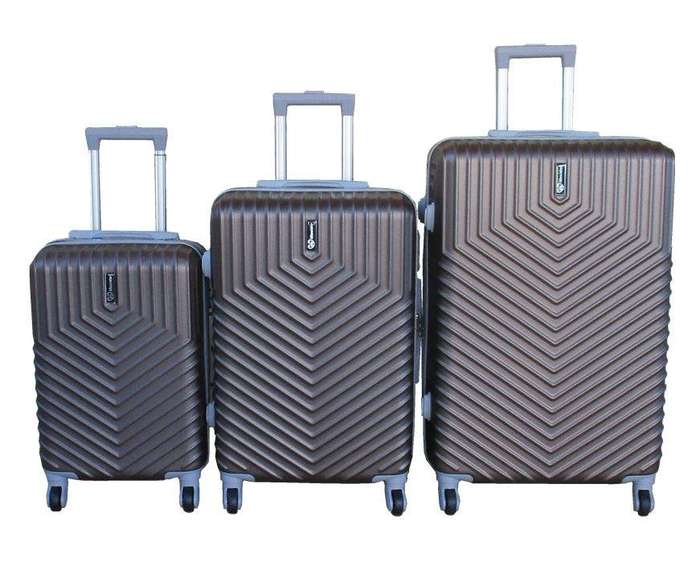 SMTE 3-Piece Travel 27-Inch Luggage Suitcase Bag Set - Stylish - Brown with keychain