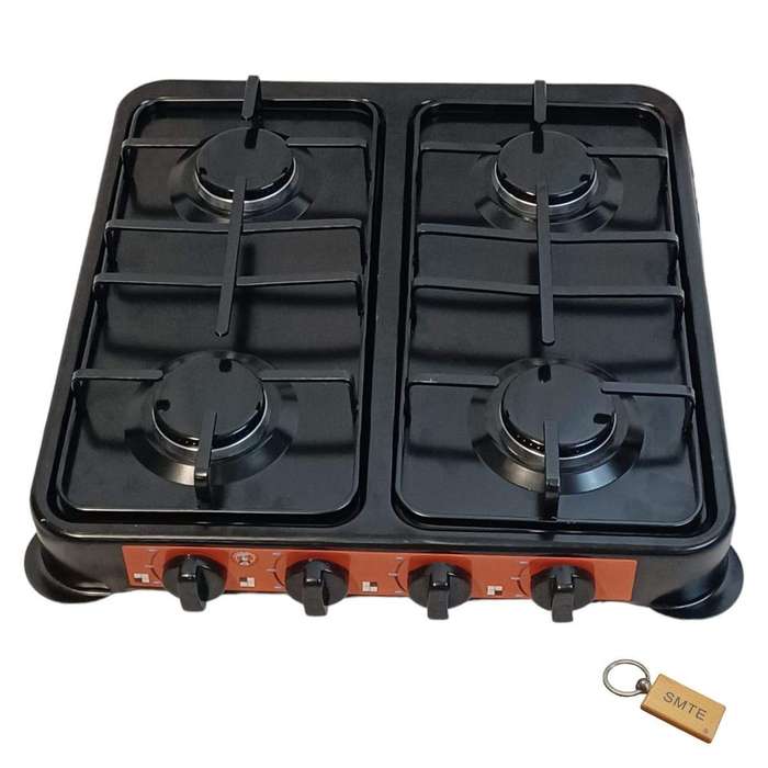SMTE 4-Plate Gas Stove With Stainless Steel Finish-Ges-d20 sk-k2+Smte Keyring with keychain