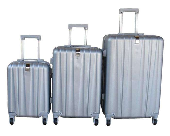 SMTE 3-Piece Travel 28-Inch Luggage Suitcase Bag Set - Stylish - Silver with keychain