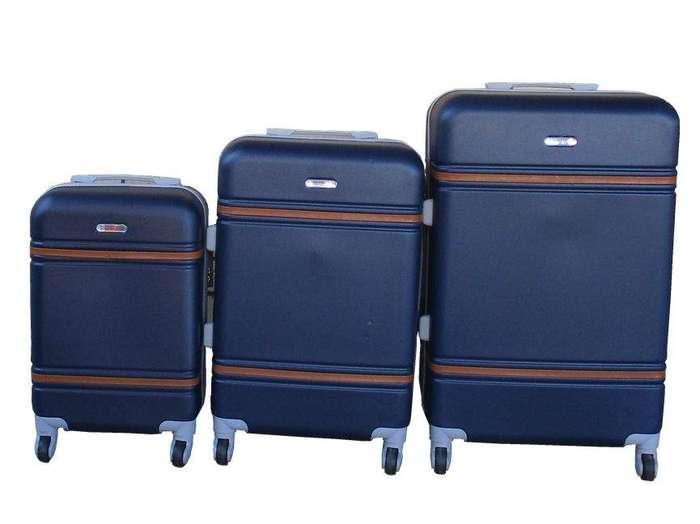 SMTE 3 Piece Travel 27- Inch Luggage Suitcase Bag Set - Stylish - Navy with keychain