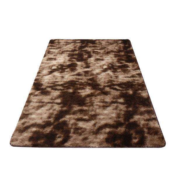 SMTE Light Shaggy Rug Fluffy Carpets - Brown with keychain
