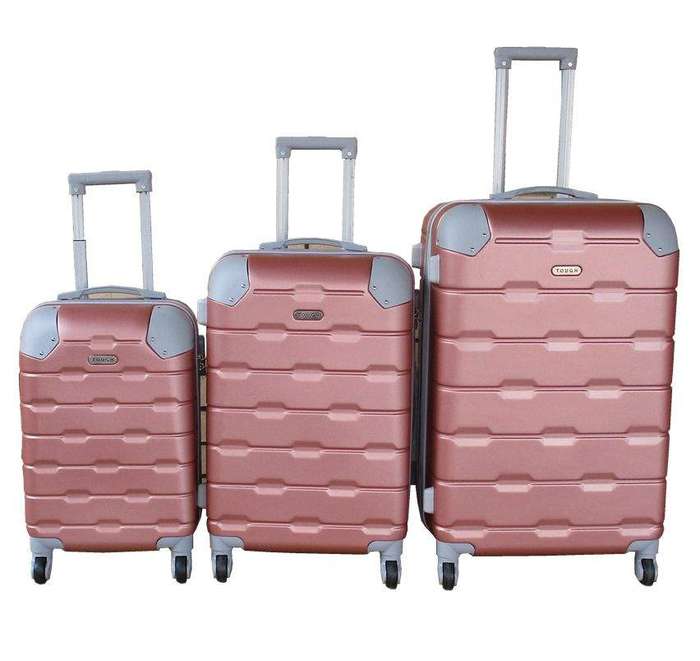 SMTE 3-Piece Travel 27-Inch Luggage Suitcase Bag Set - Stylish - Rose Gold with keychain