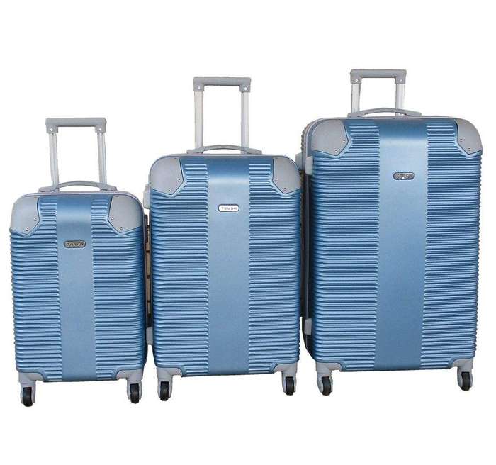 SMTE Travel 28-Inch Luggage Suitcase Bag Set - Stylish - 3-Piece - Blue with keychain