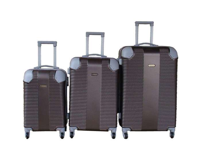 SMTE Travel 28-Inch Luggage Suitcase Bag Set - Stylish - 3-Piece - Brown with keychain