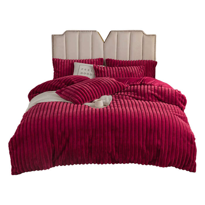 SMTE Magical Fluffy 4 Piece Duvet Cover Set - Red with keychain