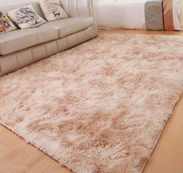 SMTE Large Premium Fluffy Carpet/Rug -Light Brown Mix with keychain