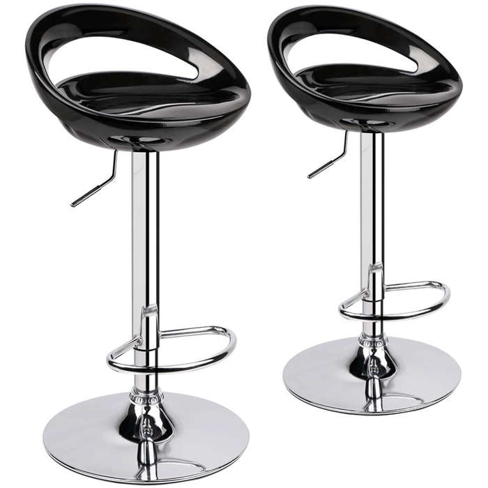 SMTE Crescent Shape Bar Stools 1237 - Set of 2 - Black with keychain
