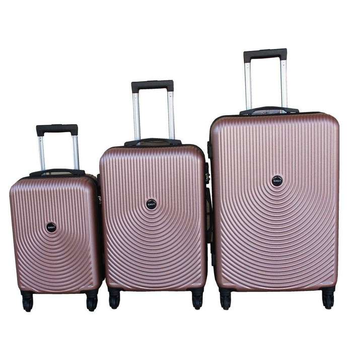 SMTE 3-Piece Travel 27-Inch Luggage Suitcase Bag Set - Stylish - Rose Gold with keychain