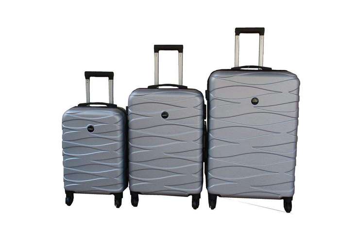 SMTE 3-Piece Travel 28-Inch Luggage Suitcase Bag Set - Stylish - Silver with keychain