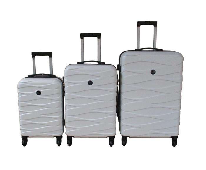 SMTE 3-Piece Travel 28-Inch Luggage Suitcase Bag Set - Stylish - White with keychain