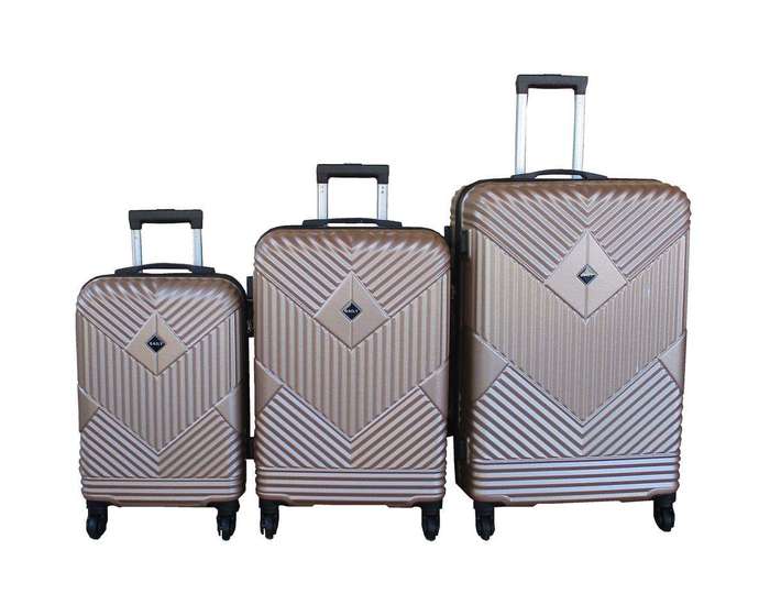 SMTE 3-Piece Travel 28-Inch Luggage Suitcase Bag Set - Stylish - Gold with keychain