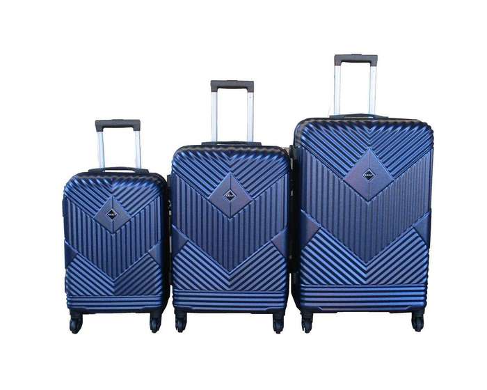 SMTE 3-Piece Travel 28-Inch Luggage Suitcase Bag Set - Stylish - Navy with keychain