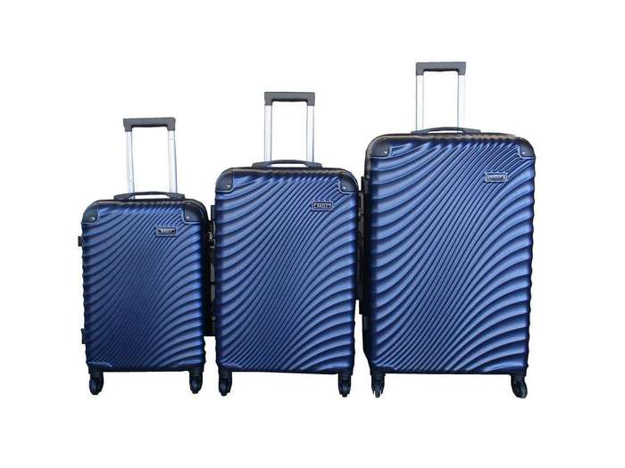 SMTE 3 Piece Travel 30-Inch Luggage Suitcase Bag Set - Stylish - Navy with keychain